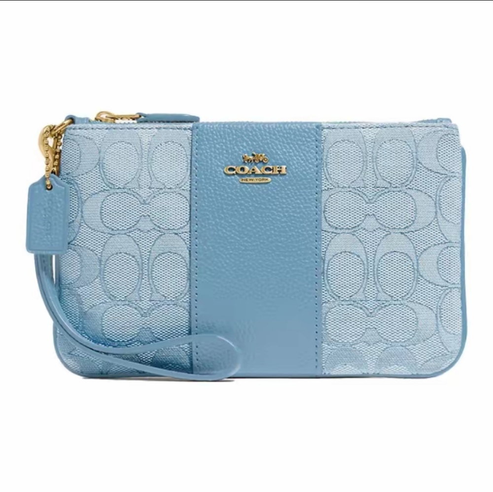 Small Wristlet In Signature Jacquard Marble Blue Azure